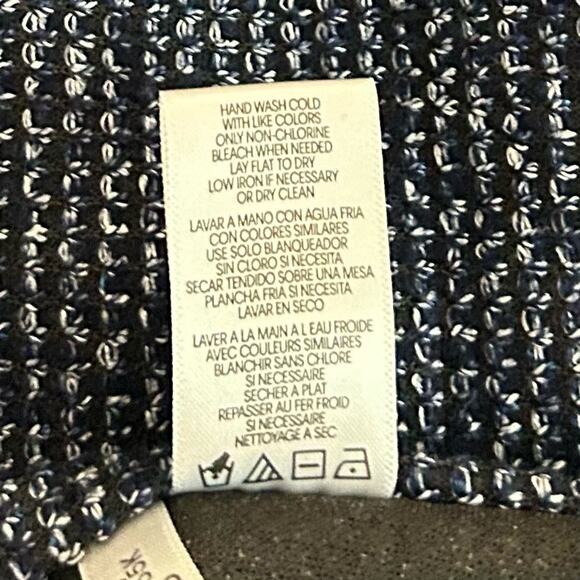 EUC Calvin Klein Navy and White Textured Tweed Drape Collar Blazer. Size M. - Picture 9 of 9